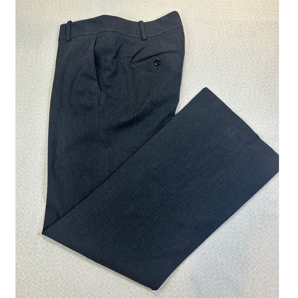 Ann Taylor Dress Pants Womens 6T Gray Rayon Stretch Wide Leg Classic Career Chic